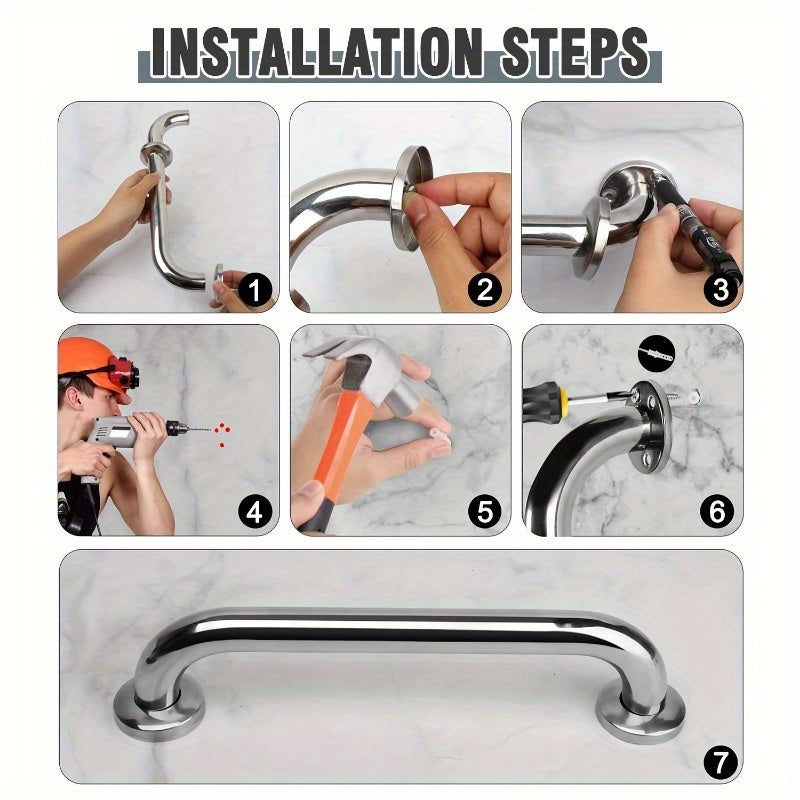 Stainless Steel Bathroom Grab Bar Handle 30.48cm or 50.8cm Traditional Style Durable 201 Material
