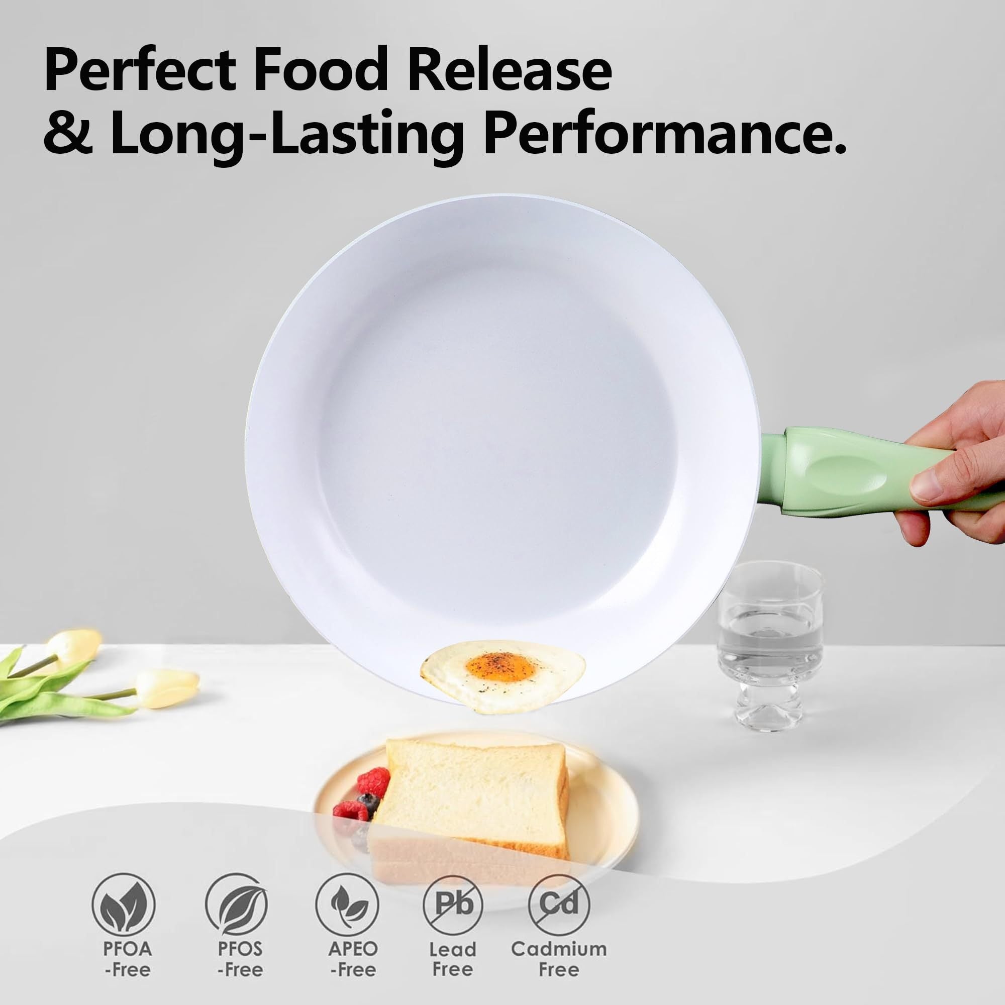 Set of 7 Non-Stick Ceramic Cookware PFOA-Free Aluminum Gas Induction