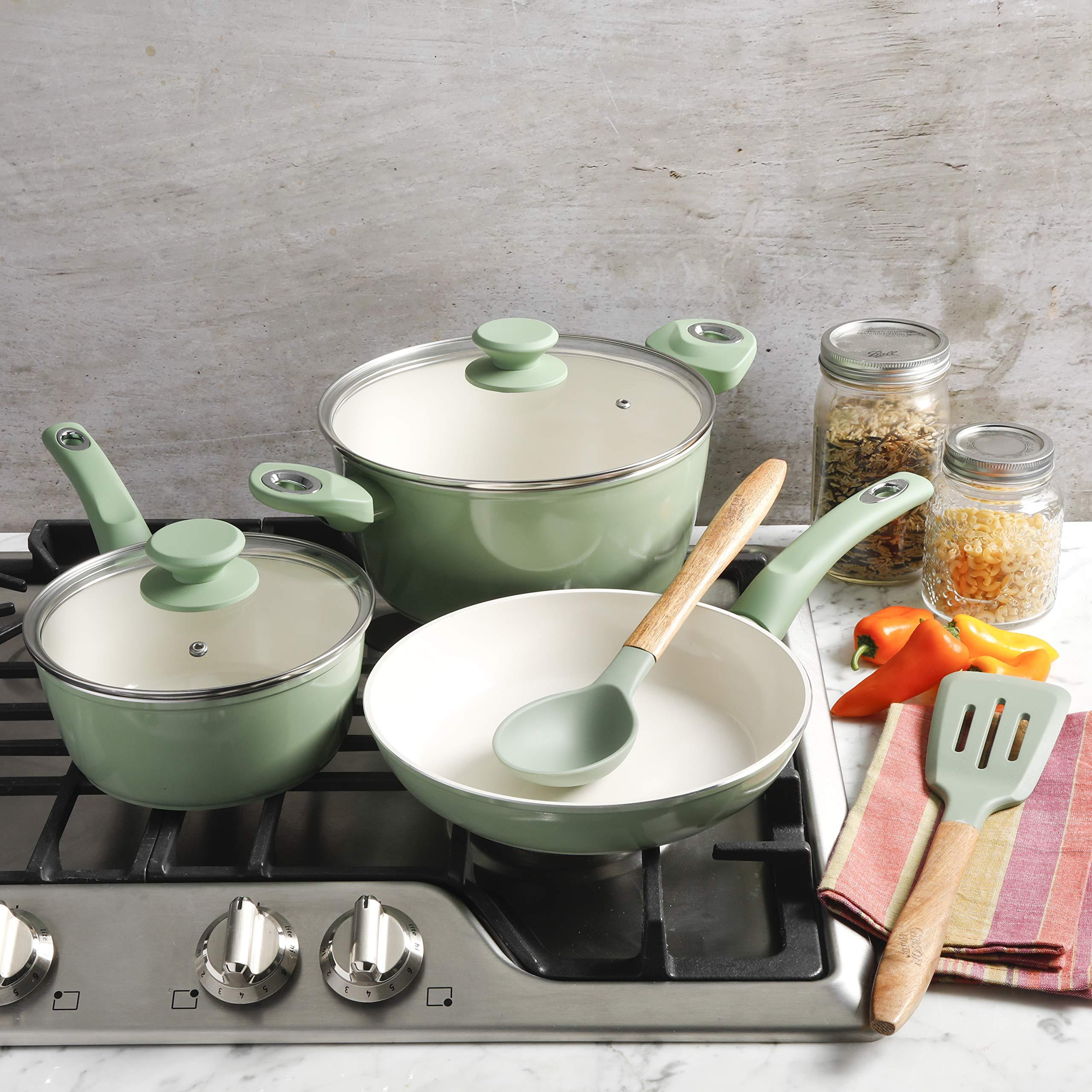 Set of 7 Non-Stick Ceramic Cookware PFOA-Free Aluminum Gas Induction