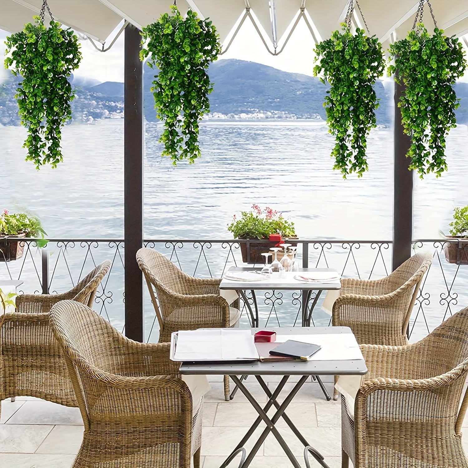 Xona va tashqi muhit uchun sun'iy Eukaliptus vintlari, 2 ta to'plam, sun'iy osma o'simliklar