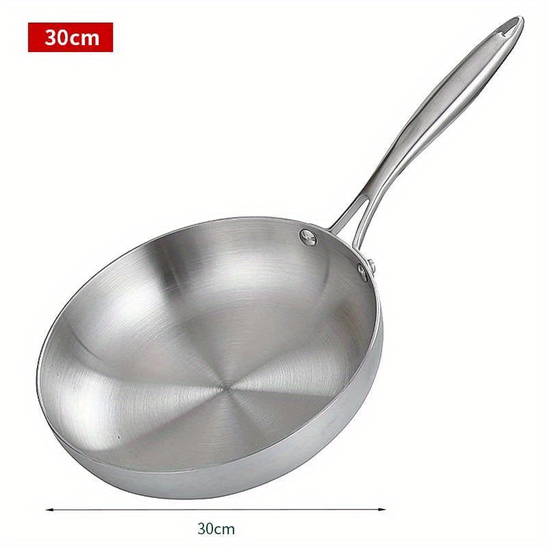 Stainless Steel Frying Pan for Cooking Steak Non-Stick Gas and Induction Compatible