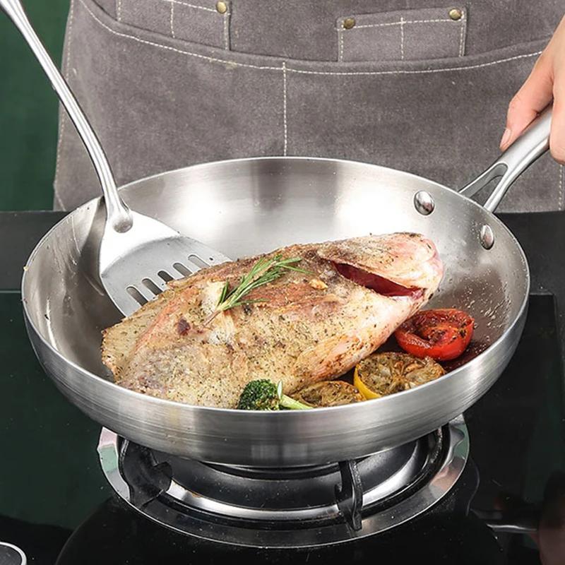Stainless Steel Frying Pan for Cooking Steak Non-Stick Gas and Induction Compatible
