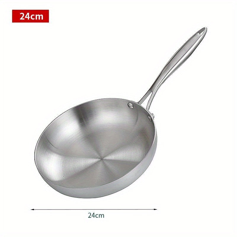 Stainless Steel Frying Pan for Cooking Steak Non-Stick Gas and Induction Compatible