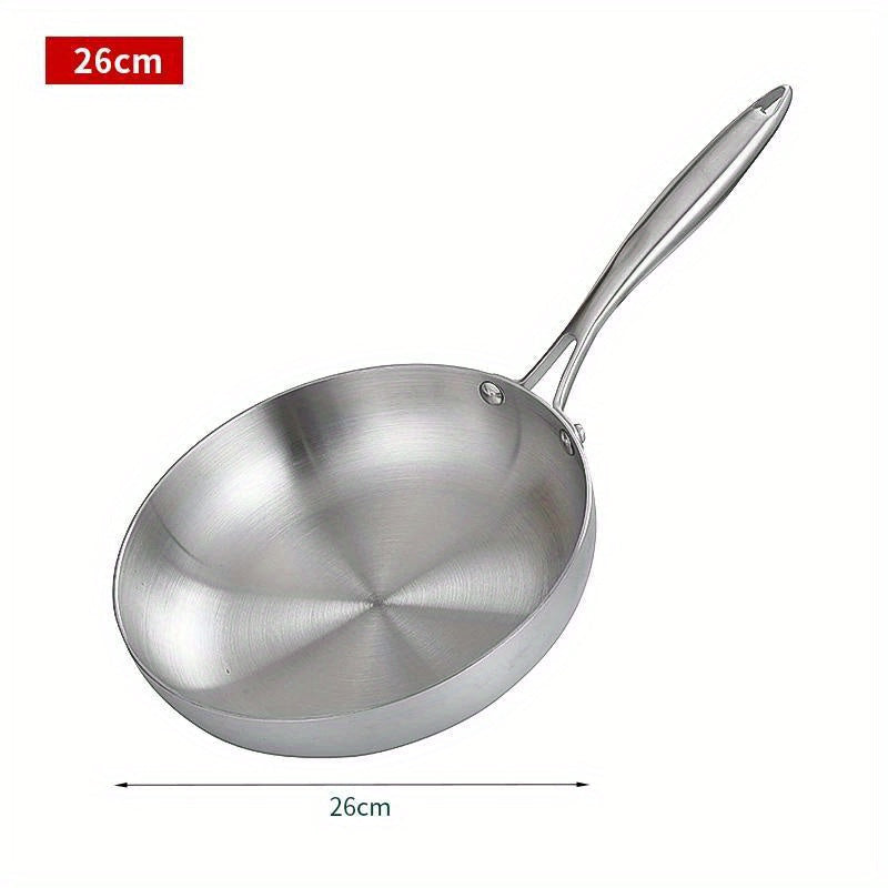 Stainless Steel Frying Pan for Cooking Steak Non-Stick Gas and Induction Compatible