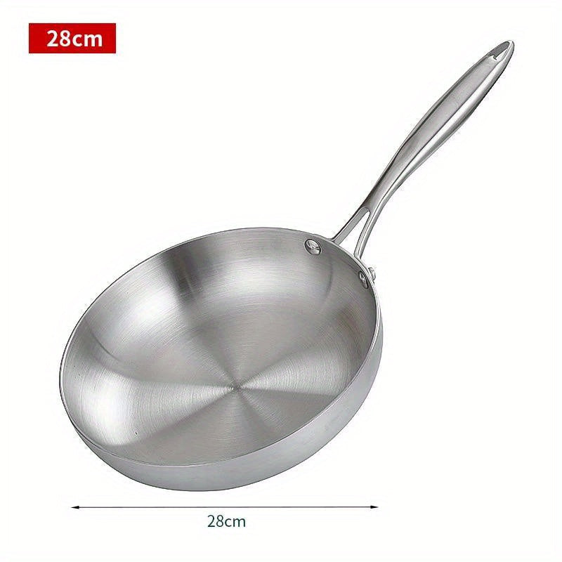 Stainless Steel Frying Pan for Cooking Steak Non-Stick Gas and Induction Compatible