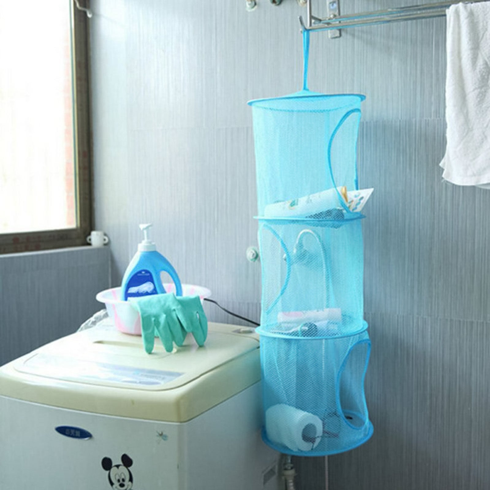 Мешковая корзина для хранения с разборной трехслойной конструкцией для подвешивания, организации одежды, игрушек