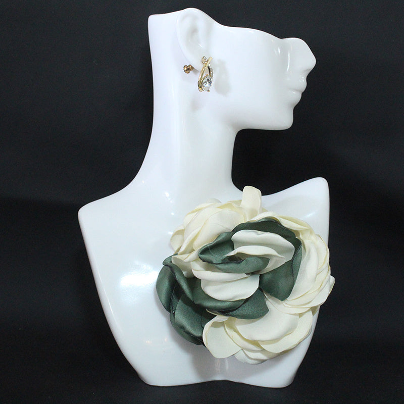 Korean Handmade Fabric Flower Brooch for Sweaters Cardigans Shawls