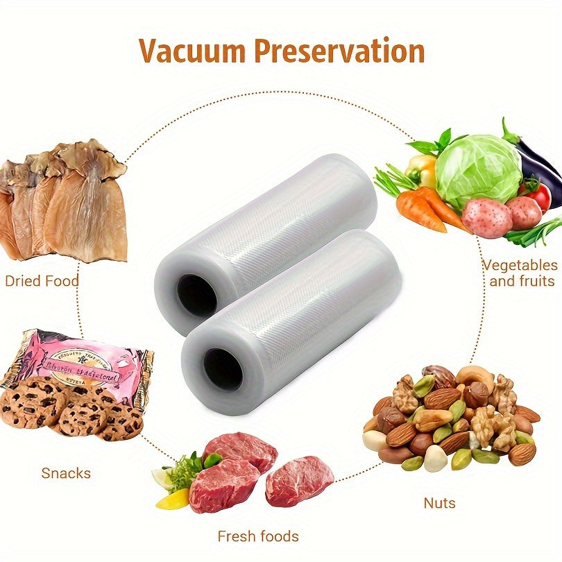 2 Rolls of 5-Meter Textured Vacuum Sealer Bags for Food Preservation and Sous Vide
