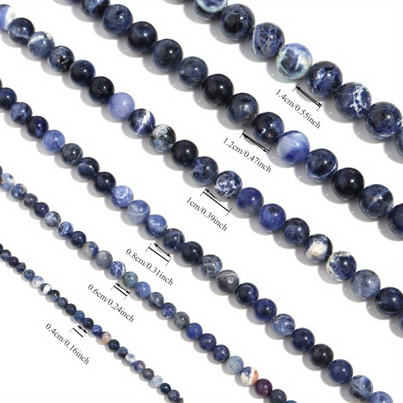 Бусины из голубой содалиты, натуральный камень, изготовление украшений, 4 мм-12 мм, длина 15 дюймов