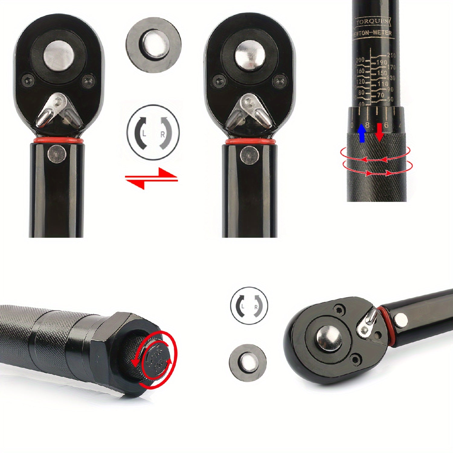 Черный торцевой ключ с усилием 3/8 дюйма 5-210 Нм, привод 1/2 дюйма, для автомобильного ремонта