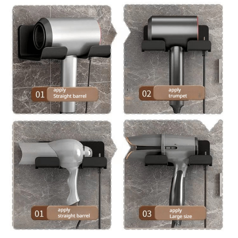Hair Dryer Holder Wall Mount Organizer No-Drill Adhesive Bathroom Storage