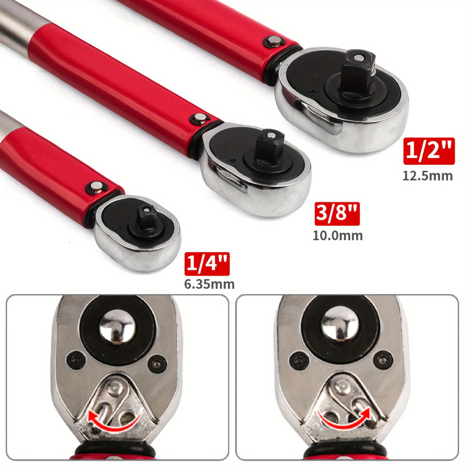 Torque Wrench 3/8 Inch Click Automotive Repair Tool 5-210Nm Red