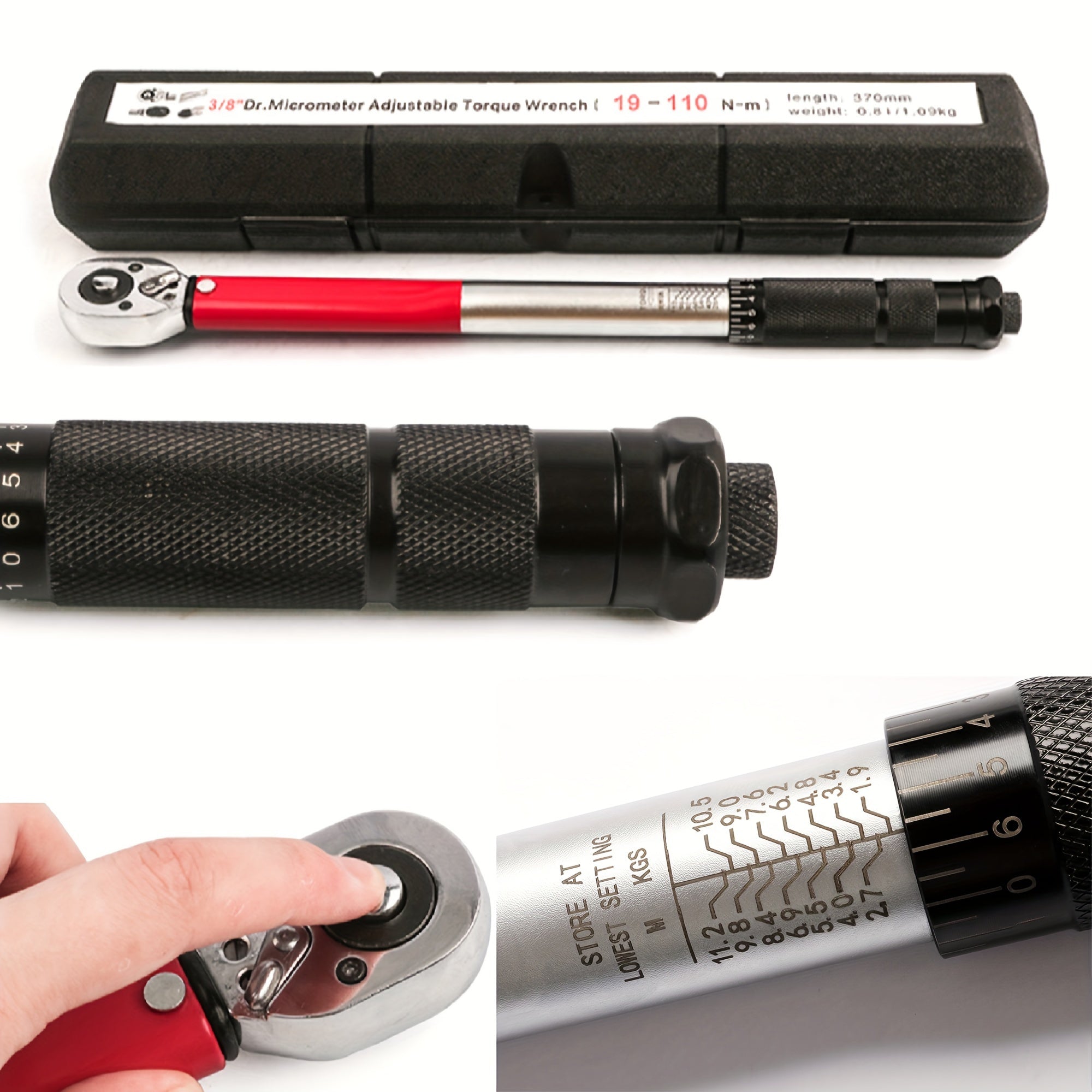 Llave dinamométrica de 3/8 pulgadas 5-210Nm transmisión automotriz acero rojo