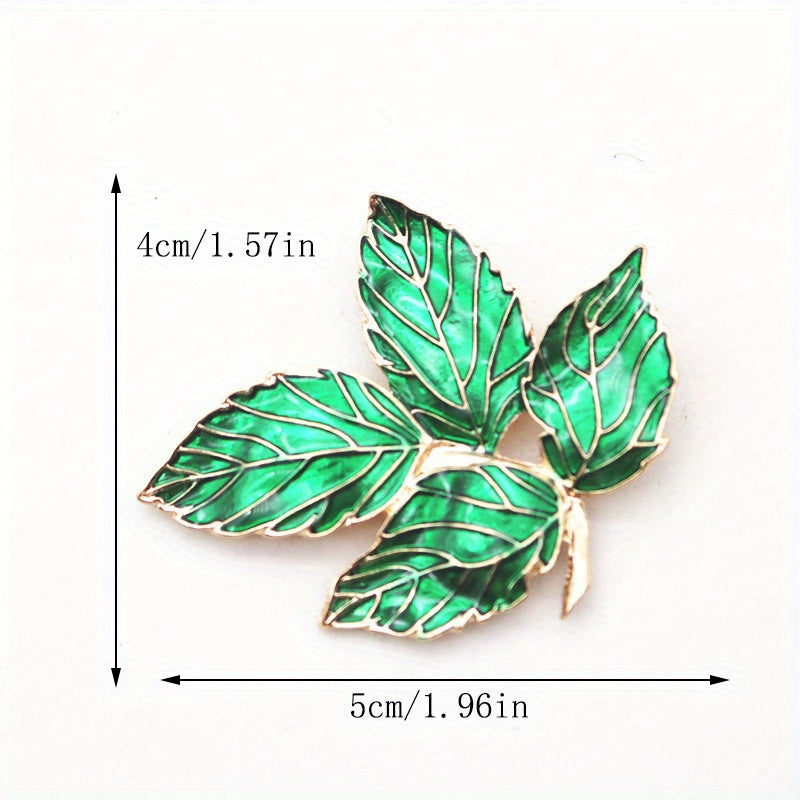 Antique-Style Emerald Foliage Diamond Brooch for Scarves Coats Sweaters