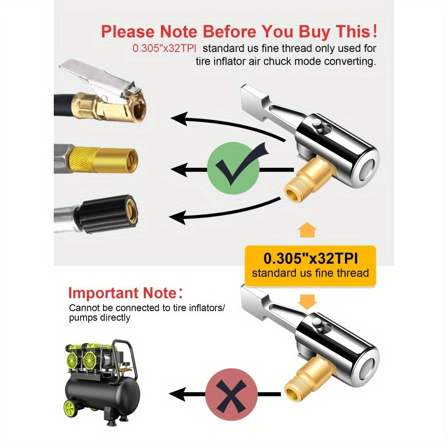 Standart valf bilan barcha metall qulflashli havo chuk tirkama shlangi adapteri