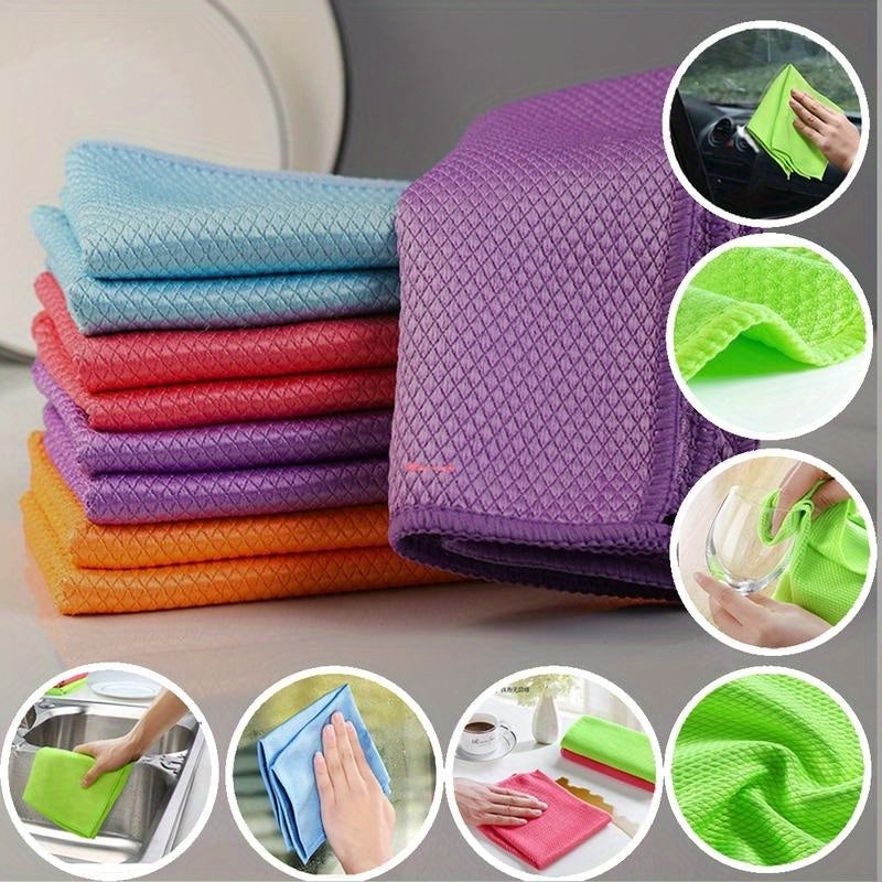Cleaning Cloths for Fish Scales 10 Pack Reusable Streak-Free Glass Mirrors Dishes