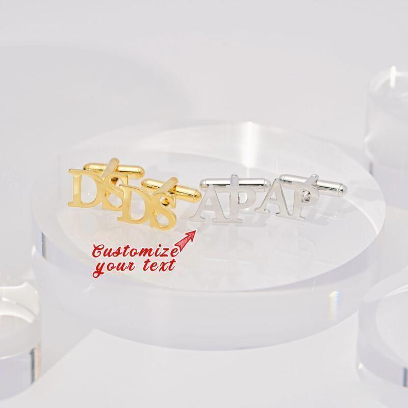 Personalized Name Cufflinks with Golden Initials for Weddings Groomsmen Gifts