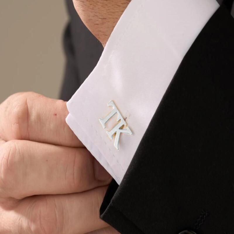 Personalized Name Cufflinks with Golden Initials for Weddings Groomsmen Gifts
