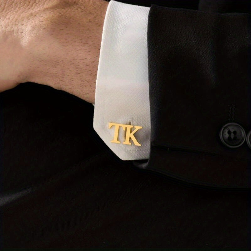 Personalized Name Cufflinks with Golden Initials for Weddings Groomsmen Gifts