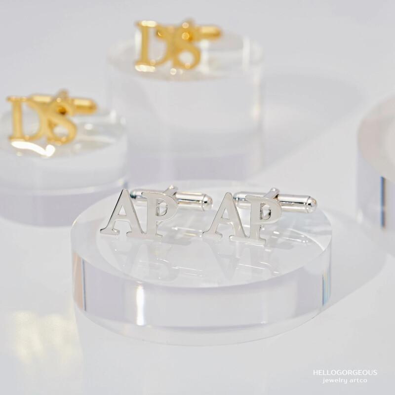 Personalized Name Cufflinks with Golden Initials for Weddings Groomsmen Gifts
