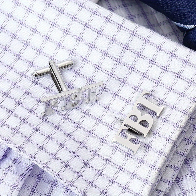 Men's Stainless Steel Cufflinks with Custom Name for Weddings and Formal Events