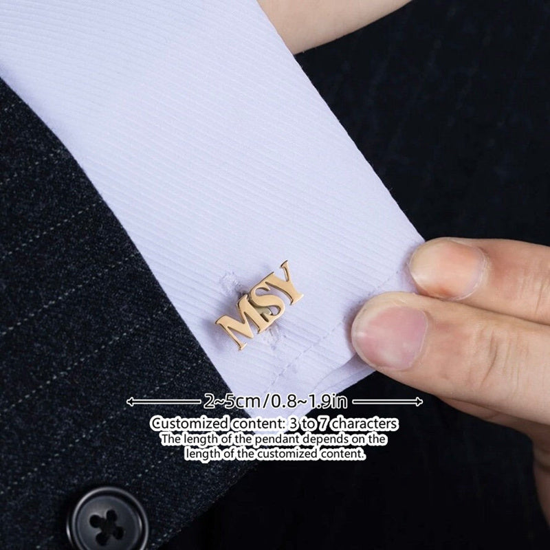 Men's Stainless Steel Cufflinks with Custom Name for Weddings and Formal Events