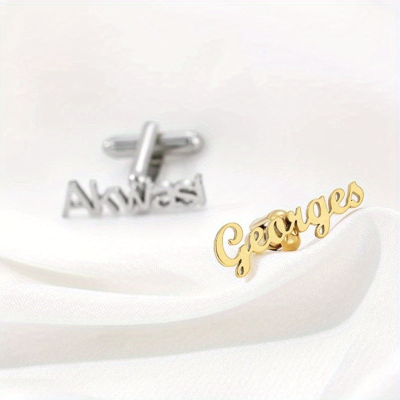 Men's Stainless Steel Cufflinks with Custom Name for Weddings and Formal Events