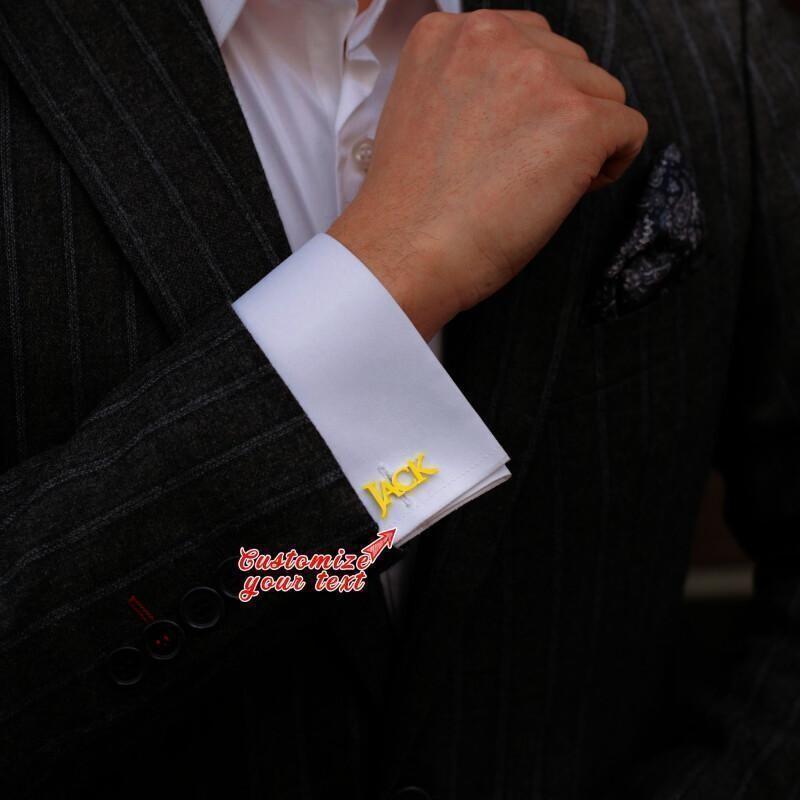 Stainless Steel Cufflinks Engraved Initials for Groomsmen Father Grandfather