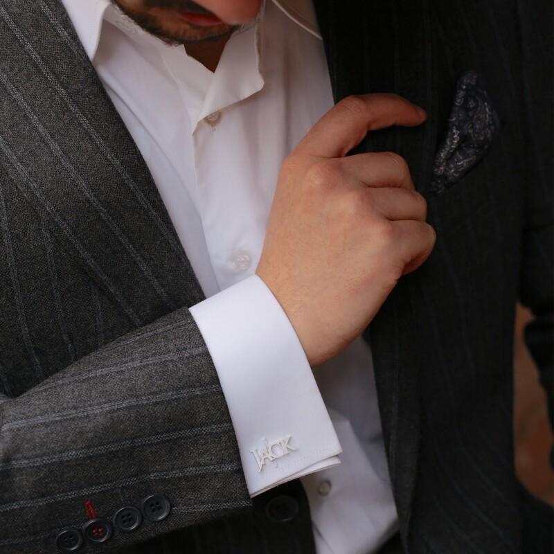 Stainless Steel Cufflinks Engraved Initials for Groomsmen Father Grandfather