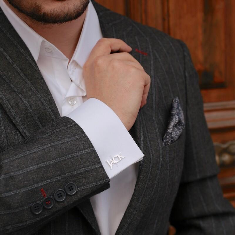 Stainless Steel Cufflinks Engraved Initials for Groomsmen Father Grandfather