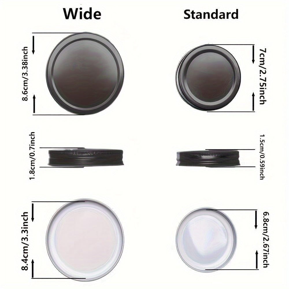 Набор из 12 многоразовых крышек для банок из чугуна, герметичные крышки для хранения с местом для этикетки