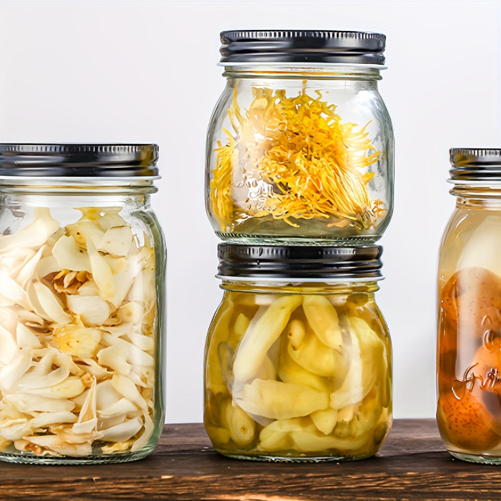 Набор из 12 многоразовых крышек для банок из чугуна, герметичные крышки для хранения с местом для этикетки