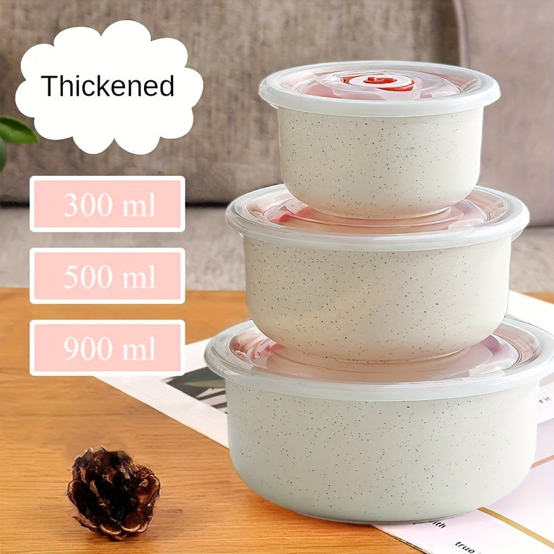 Set of 3 Round Airtight Food Storage Containers for Lunches