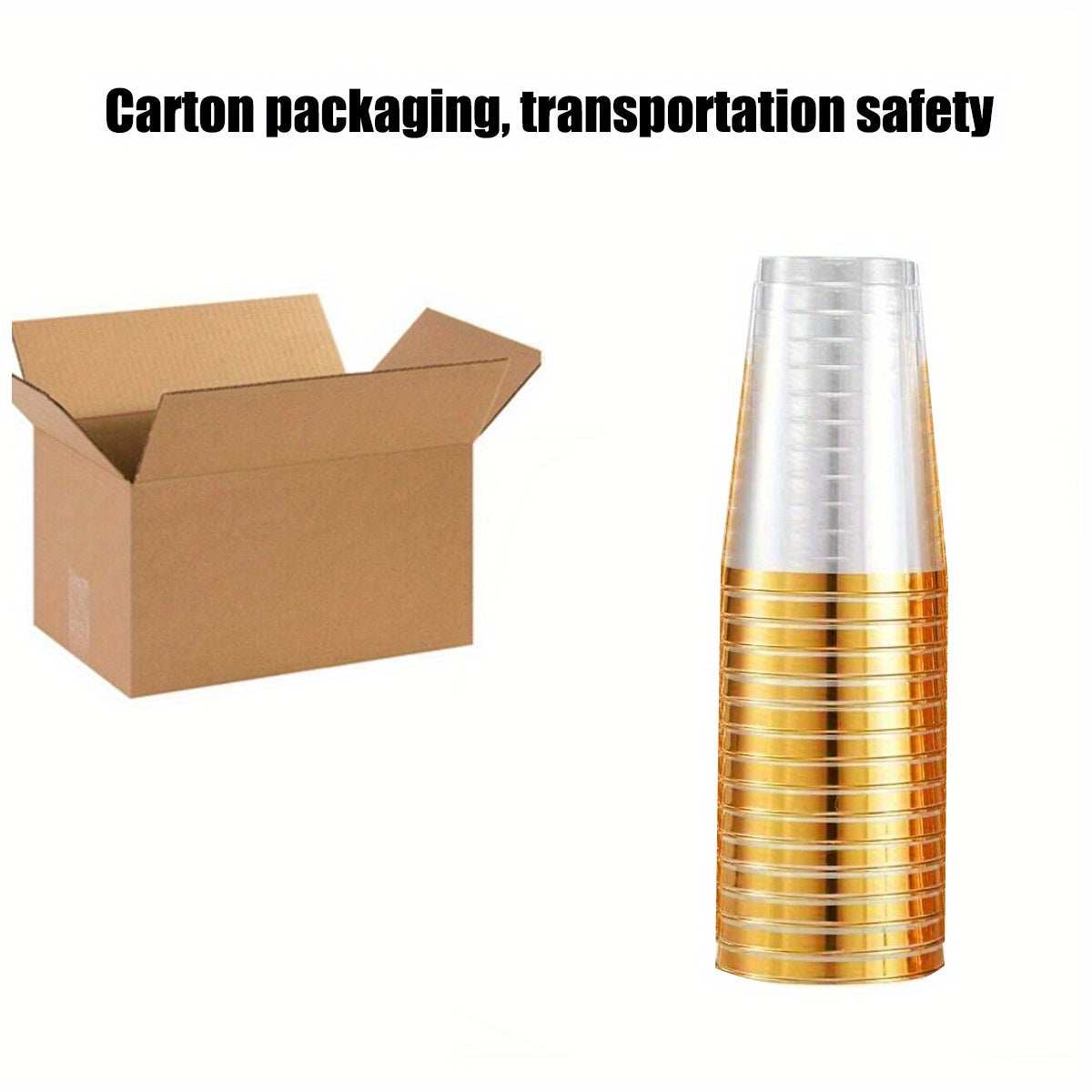 100 Gold Plastic Cups Disposable Party Drinkware for Weddings and Holidays