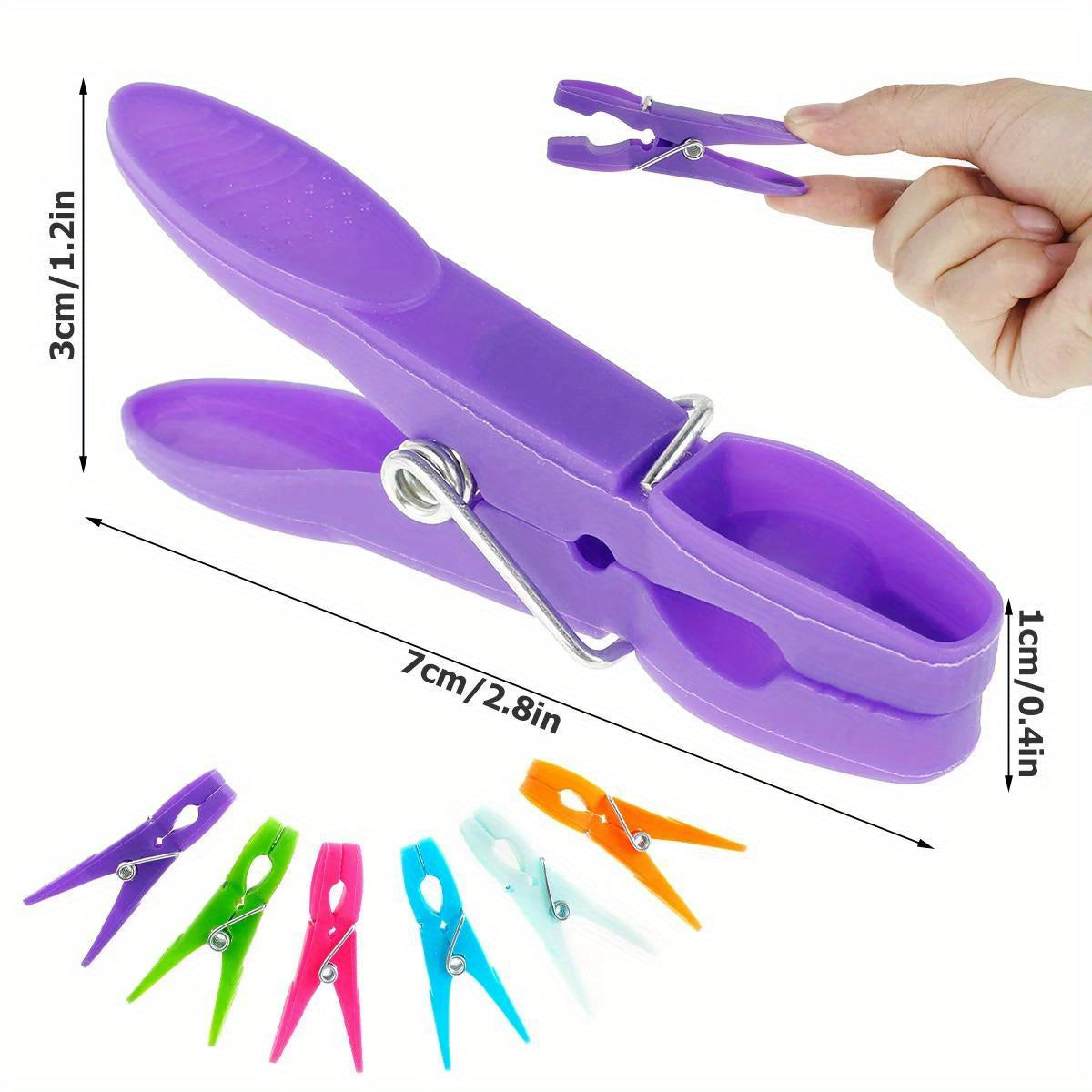 24 dona bardoshli plastmassa kiyim kliplari, shamol o'tkazmaydigan kir yuvish kliplari, kiyim tarmog'i uchun