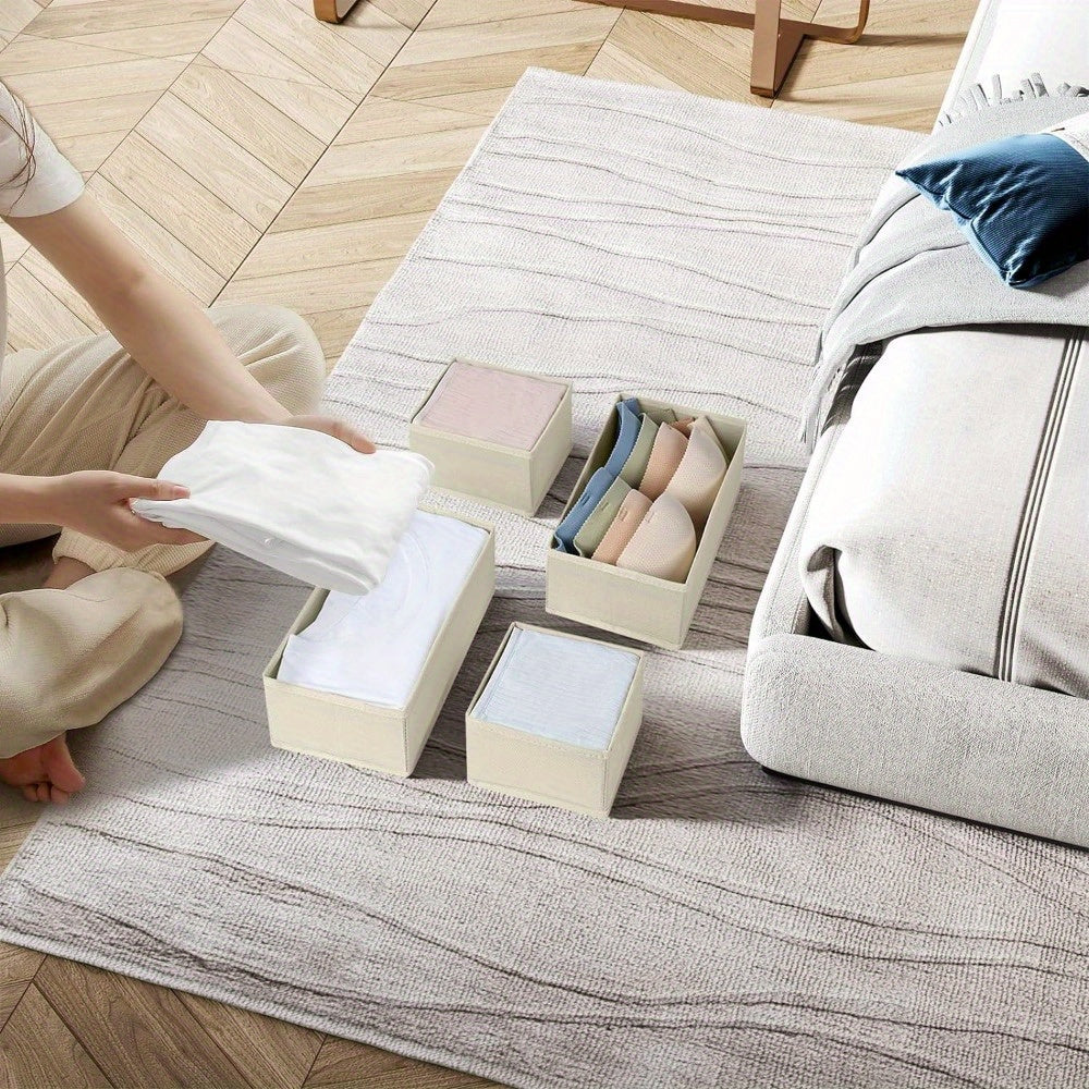 Set of 4 Fabric Drawer Organizers for Baby Clothes Socks Belts Ties Storage