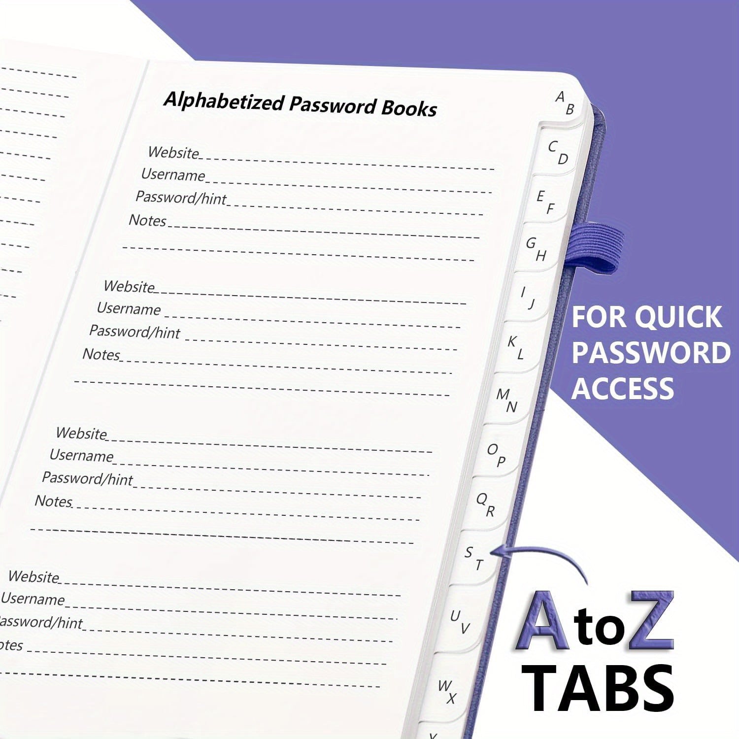 Hardcover Password Book with Alphabetical Tabs for Seniors and Adults