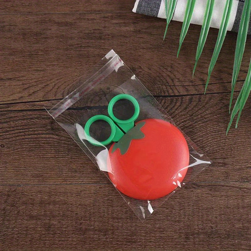 O'z-o'zidan yopishqoq shaffof sellofan sumka muhrlangan zargarlik yoki shirinlik sovg'asi uchun.