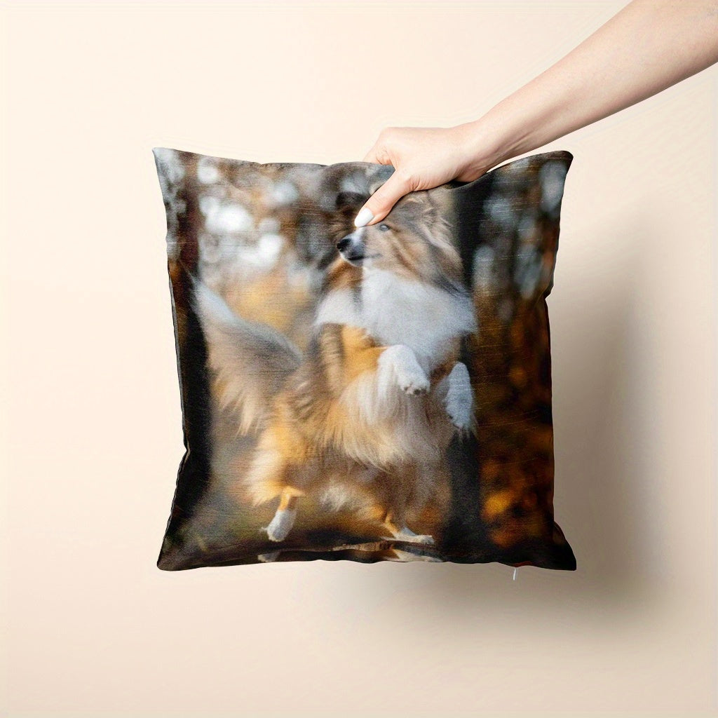 Custom Sheep Dog Memorial Pillowcase Polyester Blend Dual-Sided Photo Print Sofa Cover