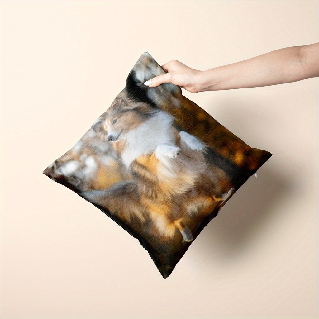 Custom Sheep Dog Memorial Pillowcase Polyester Blend Dual-Sided Photo Print Sofa Cover
