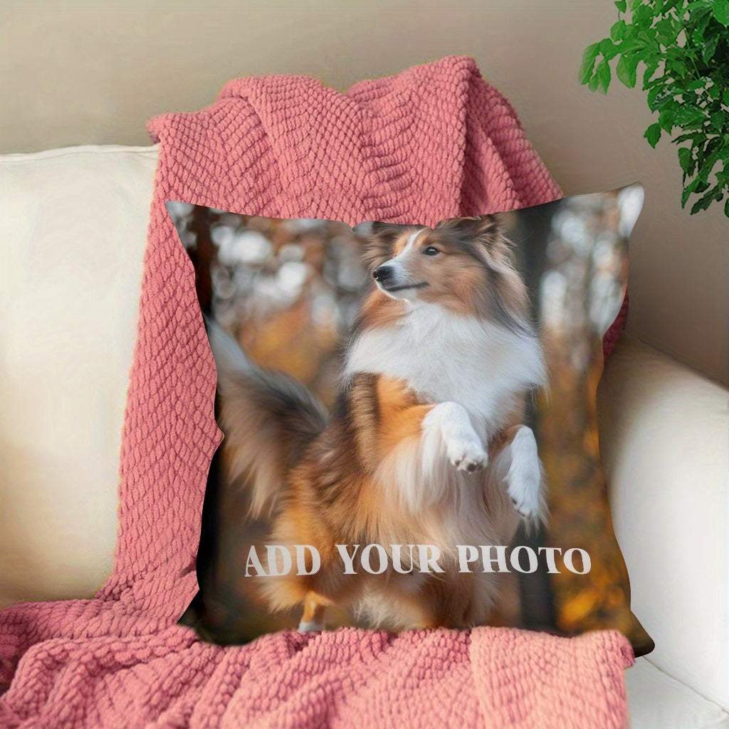 Custom Sheep Dog Memorial Pillowcase Polyester Blend Dual-Sided Photo Print Sofa Cover