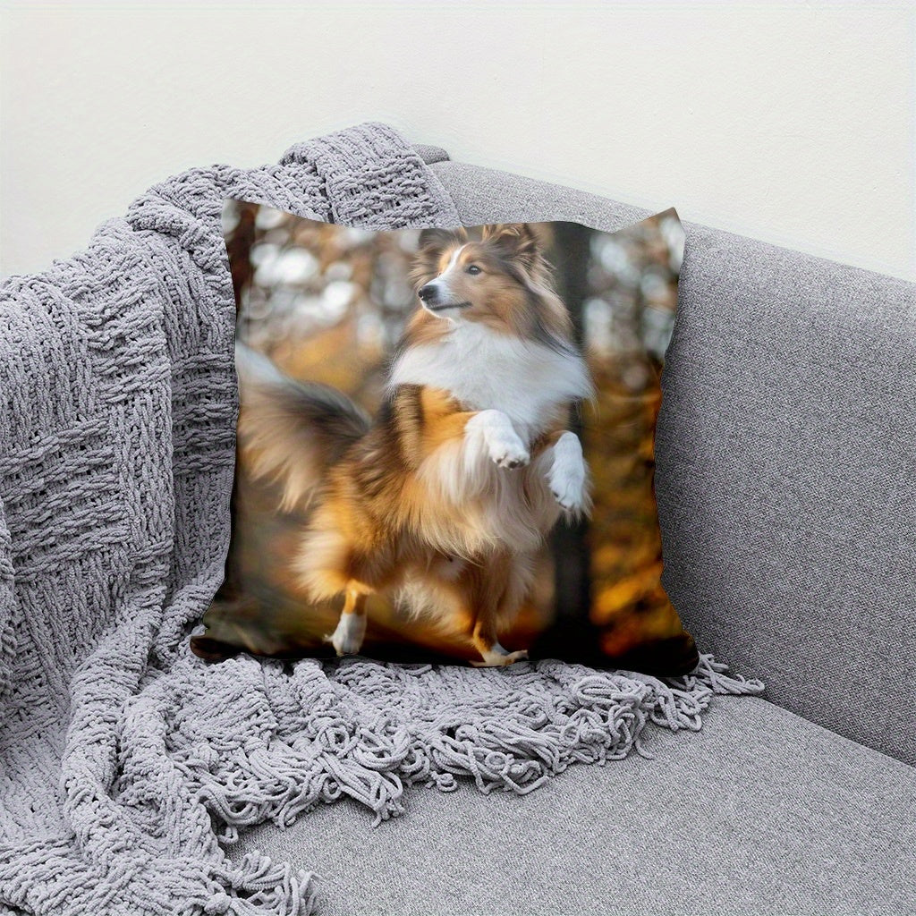Custom Sheep Dog Memorial Pillowcase Polyester Blend Dual-Sided Photo Print Sofa Cover
