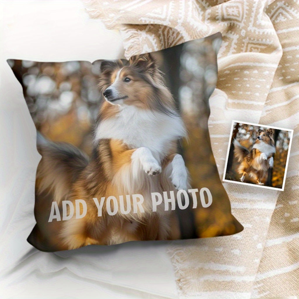 Custom Sheep Dog Memorial Pillowcase Polyester Blend Dual-Sided Photo Print Sofa Cover