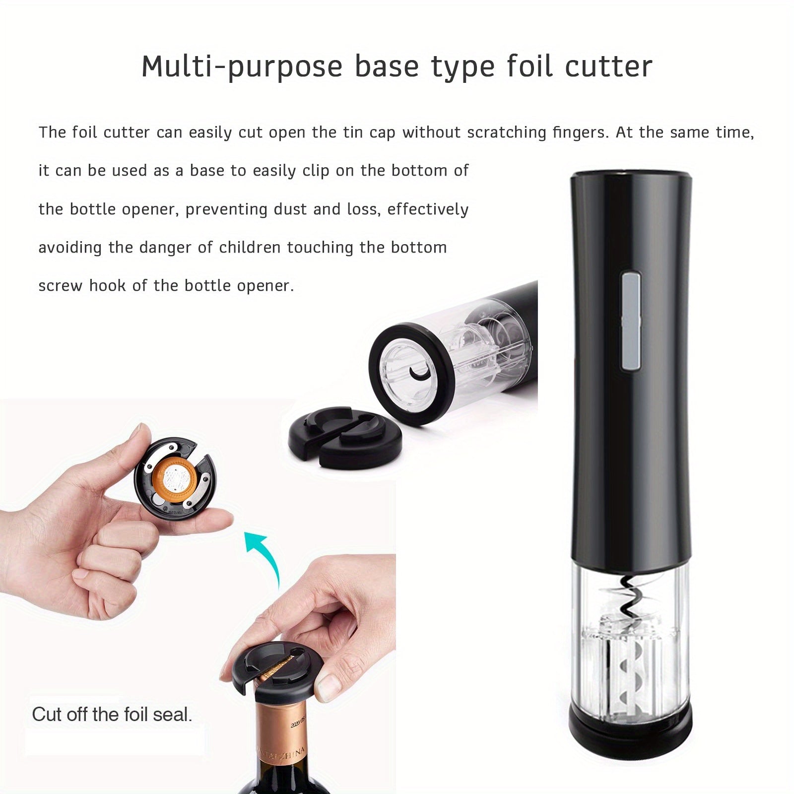 Electric Wine Bottle Opener with Corkscrew and Foil Cutter Red Wine Accessory