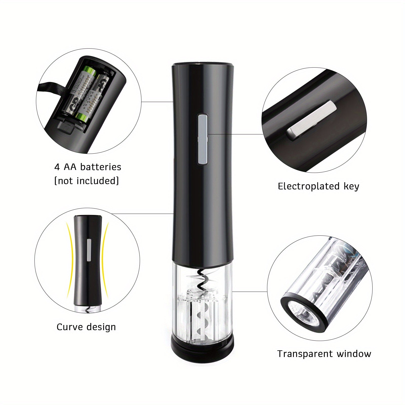 Электрическая открывалка для вина с штопором и ножом для фольги, аксессуар для красного вина