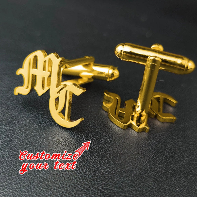 Personalized Name Necklace and Cufflinks Set with Initials or Logos for Men