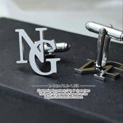 Personalized Name Necklace and Cufflinks Set with Initials or Logos for Men