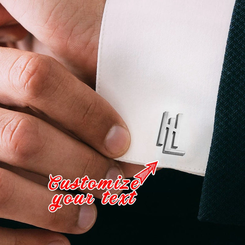 Personalized Thin Cufflinks with Initials for Groomsmen and Fathers Wedding Gift