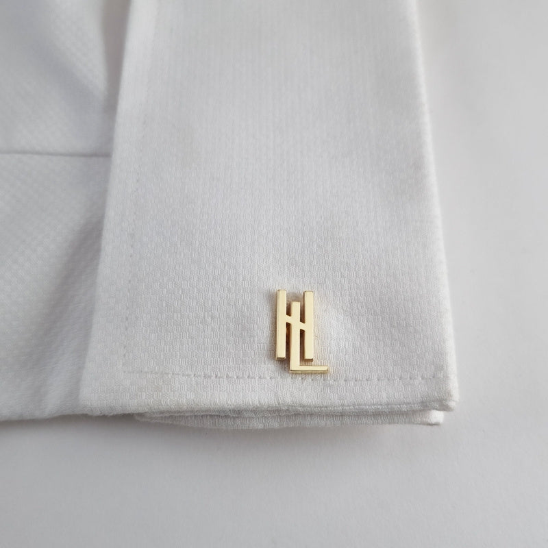 Personalized Thin Cufflinks with Initials for Groomsmen and Fathers Wedding Gift