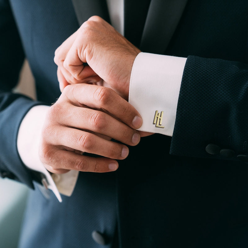 Personalized Thin Cufflinks with Initials for Groomsmen and Fathers Wedding Gift